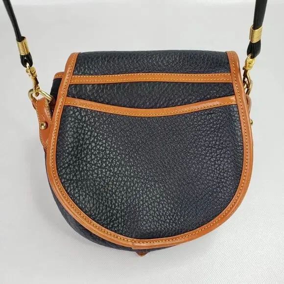 Vtg Dooney & Bourke All Weather Leather Equestrian Crossbody Saddle Bag Blue - Picture 8 of 10
